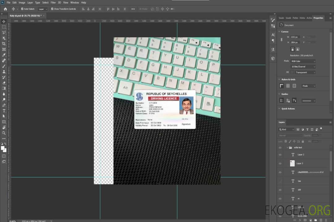 Photolook du permis de conduire des Seychelles DEVANT template